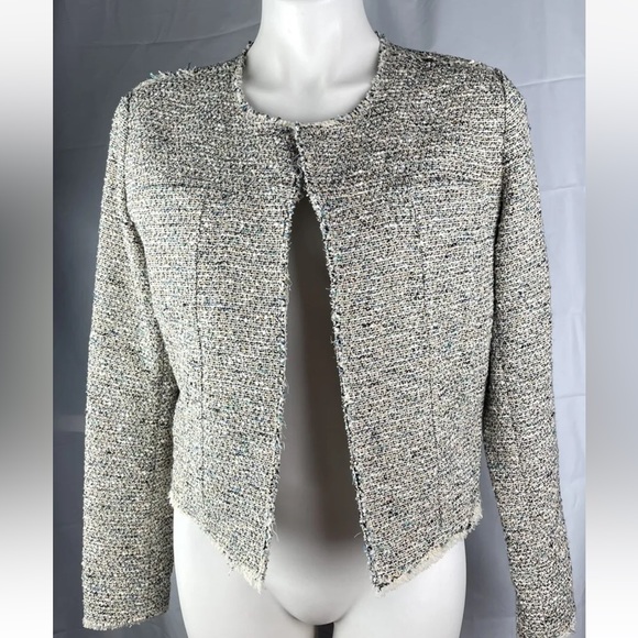 Theory Tweed Blazer Ualana Compromised Tweed Open Front Coat Size 10 Multicolor - Picture 4 of 16